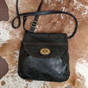 Vintage Leather Fossil Hobo Crossbody Purse